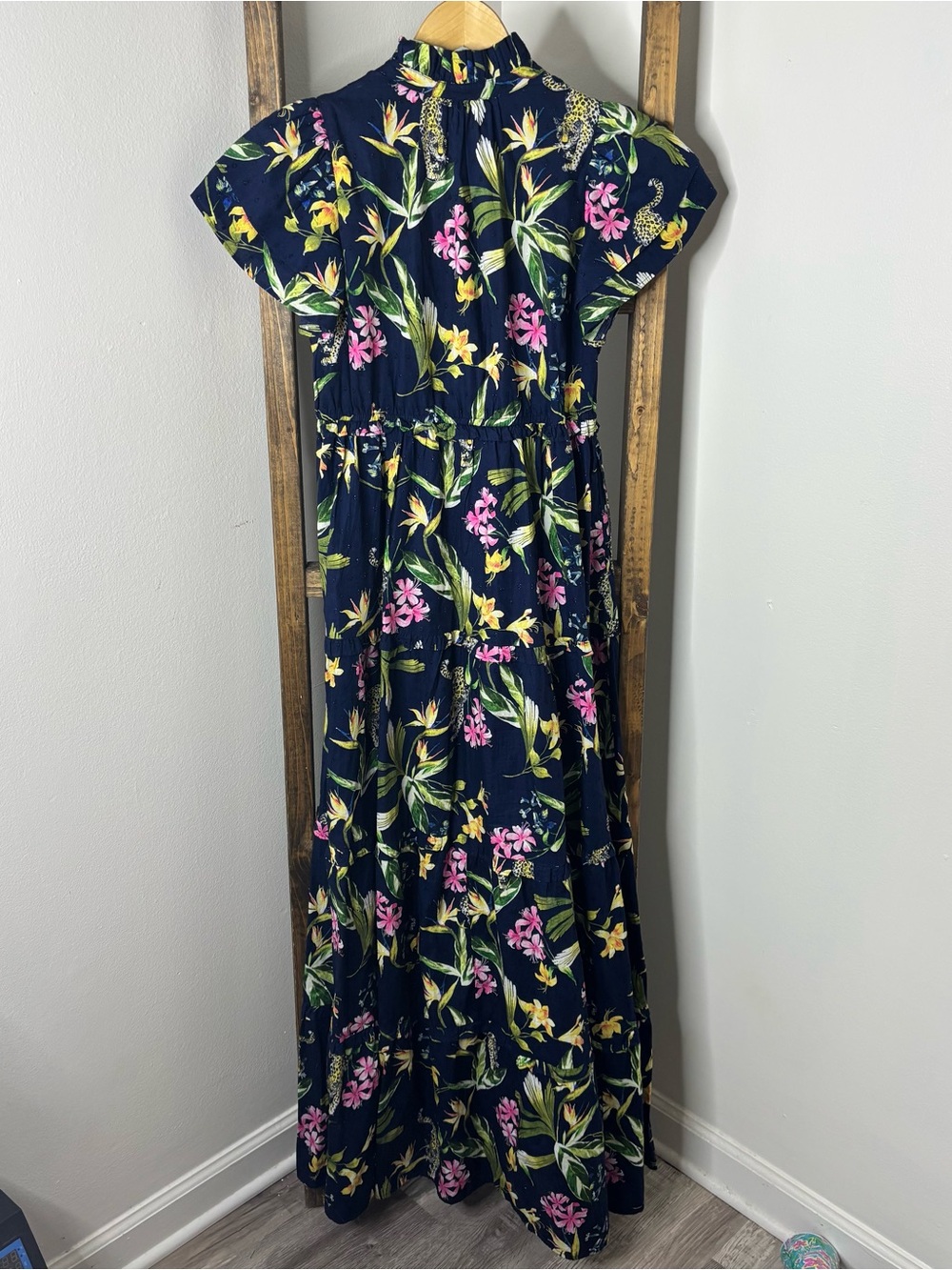 Crown and Ivy Navy Floral Maxi Dress with Tropical Print Size S - Picture 6 of 7